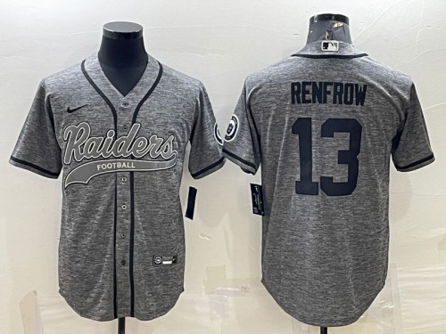 Men's Las Vegas Raiders #13 Hunter Renfrow Gray With Patch Cool Base Stitched Baseball Jersey